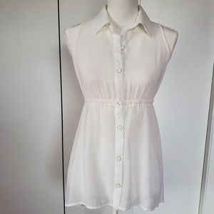 Sleeveless White Blouse